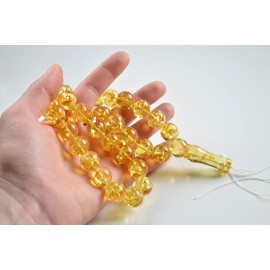 Tasbih Rosary of Baltic Amber Massive 14 mm Beads 57 g Yellow Amber Islamic Misbaha