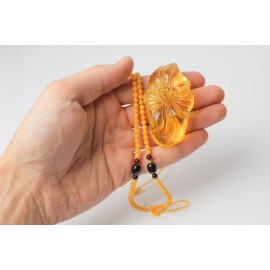 Yellow Baltic Amber Rose Pendant, Hand Carved Natural Amber Pendant 37g , Healing Amber Bernsteinkette