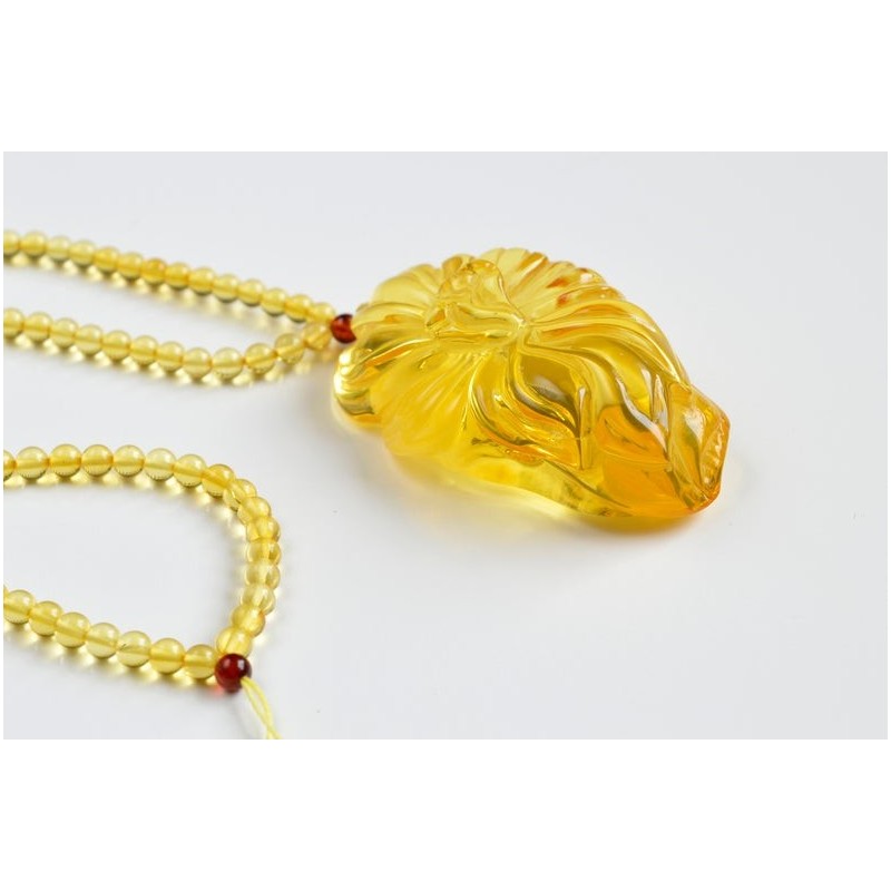 Yellow Baltic Amber Rose Pendant, Hand Carved Natural Amber Pendant 37g , Healing Amber Bernsteinkette