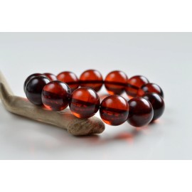Baltic Amber bracelet round beads red cherry color 34.5 grams handmade Beads