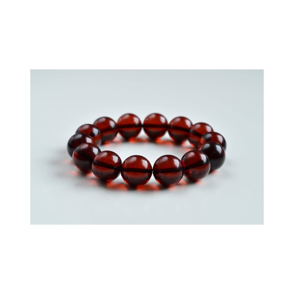 Baltic Amber bracelet round beads red cherry color 25 grams handmade Beads