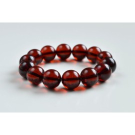 Baltic Amber bracelet round beads red cherry color 25 grams handmade Beads