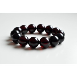 Baltic Amber bracelet round beads red cherry color 31 grams handmade Beads