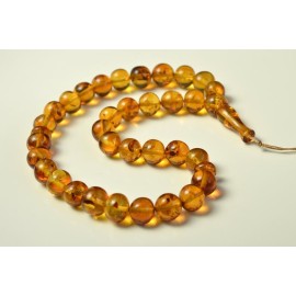 Oval Baltic Amber Beads Islamic Koran Prayer Beads 33 Amber Beads Orange Gold Color 34.5 gram