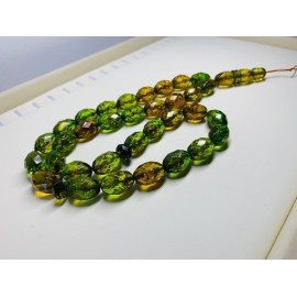 Green Old Amber Islamic Prayer Beads 33 Amber Olive shape 45.5g