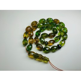 Green Old Amber Islamic Prayer Beads 33 Amber Olive shape 45.5g