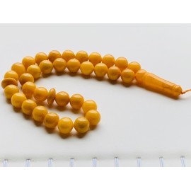 Butterscotch Baltic Amber Islamic Worry Beads Round Shape Misbaha 33 Amber Beads  31g