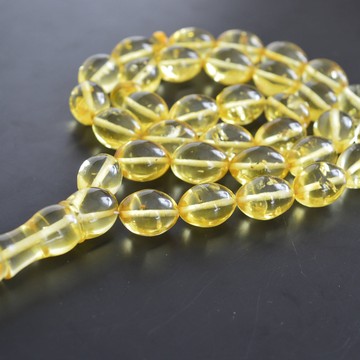 Lemon with Shell Baltic Amber Prayer Beads 57 grams