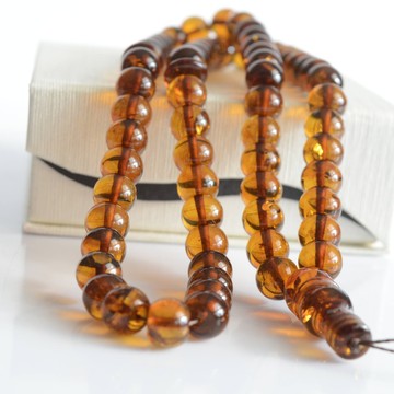 Cognac with Shell Baltic Amber Prayer Beads 35 grams