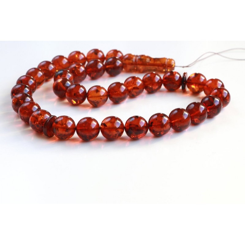 Orange Amber Misbaha Rosary 33 Baltic Amber Round Beads 33 Worry Beads 79.5 g