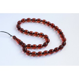 Orange Amber Misbaha Rosary 33 Baltic Amber Olive Beads 33 Worry Beads 15.5 g