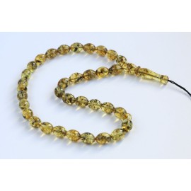 Green Amber Misbaha Rosary 33 Baltic Amber Olive Beads 33 Worry Beads 14 g