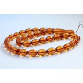 Orange Amber Misbaha Rosary 33 Baltic Amber Olive Beads 33 Worry Beads 31 g
