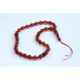 Orange Amber Misbaha Rosary 33 Baltic Amber Olive Beads 33 Worry Beads
