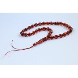Orange Amber Misbaha Rosary 33 Baltic Amber Olive Beads 33 Worry Beads