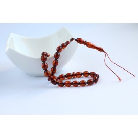 Orange Amber Misbaha Rosary 33 Baltic Amber Olive Beads 33 Worry Beads