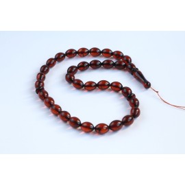 Cherry Amber Misbaha Rosary 33 Baltic Amber Olive Beads 33 Worry Beads 20 g