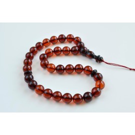 Baltic Amber Tespih Red Amber Clear Color Misbaha 33 Beads 34 g Handmade