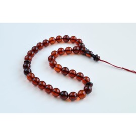 Baltic Amber Tespih Red Amber Clear Color Misbaha 33 Beads 34 g Handmade