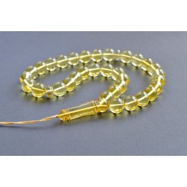 Clear Amber Tasbih Rosary of Baltic Amber Massive Beads 34 g Yellow Amber Islamic Misbaha