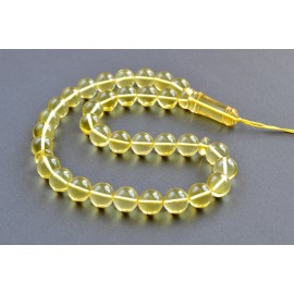 Tasbih Rosary of Baltic Amber Massive Beads 44 g Yellow Amber Islamic Misbaha Clear Amber Beads