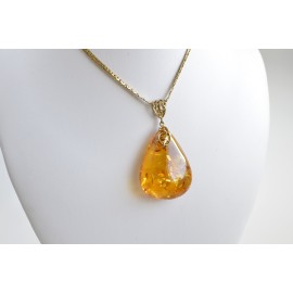 copy of Natural Baltic Amber Pendant, Gold-plated 925 Silver Necklace