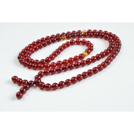 Red Amber Mala Meditative Rosary  45.5 grams 9 mm Buddhist necklace