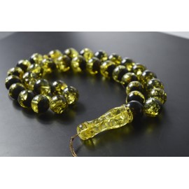 Lemon and Black Baltic Amber Prayer Beads 98.70 grams