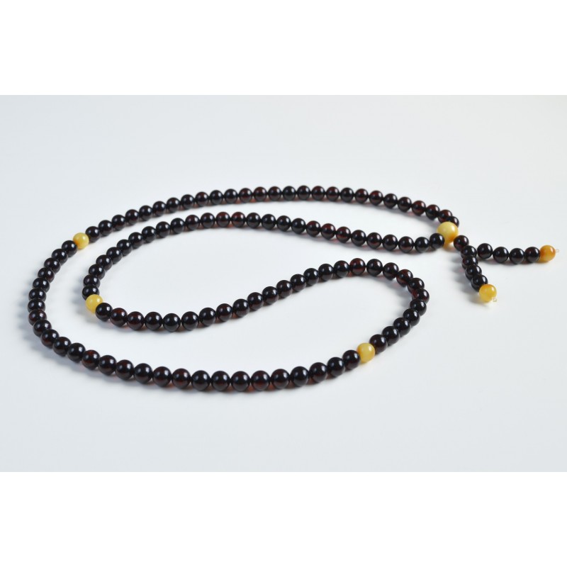 Mala Japa Meditative Rosary of Baltic Amber 19.5 g cherry color prayer beads