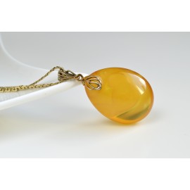 Butterscotch Baltic Amber Pendant, Gold-plated 925 Silver Necklace, Genuine Amber Necklace