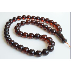 Cherry Baltic Amber Misbaha Prayer, Deep Red Color Islamic Prayer, Tespih Beads 86.5 grams rosary Muslim Rosary