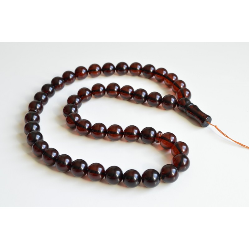 Cherry Baltic Amber Misbaha Prayer, Deep Red Color Islamic Prayer, Tespih Beads 86.5 grams rosary Muslim Rosary