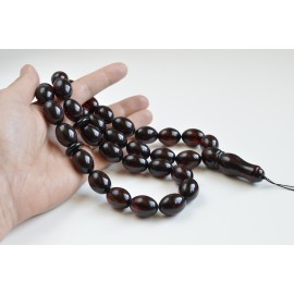 Cherry Baltic Amber Misbaha Prayer, Deep Red Color Islamic Prayer, Tespih Beads 77.5 grams rosary Muslim Rosary