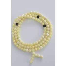 Milky White / Red Cherry Baltic Amber Buddhist Prayer Beads 53.05 grams