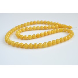 Butterscotch Natural Amber Round Beads, Egg Yolk Yellow Baltic Amber Islamic Prayer Beads 66 Worry Beads 29.5 g
