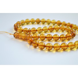 Orange Natural Amber Round Beads, Cognac Yellow Baltic Amber Islamic Prayer Beads 45 Worry Beads 47.5 g