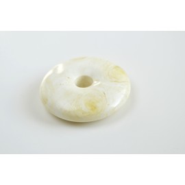 White Baltic Amber Donut Pendant 20 grams
