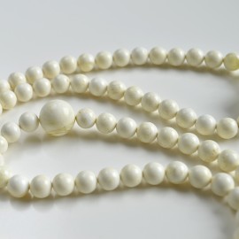 White Amber Round Beads, Creamy Yellow Baltic Amber Mala Prayer Beads 110 Worry Beads 52 g