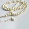 White Amber Round Beads,...