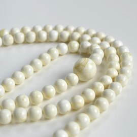 White Amber Round Beads, Creamy Yellow Baltic Amber Mala Prayer Beads 110 Worry Beads 52 g