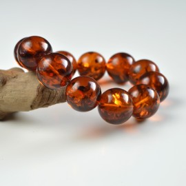 Baltic Amber bracelet round beads red cherry color 52.5 grams handmade Beads